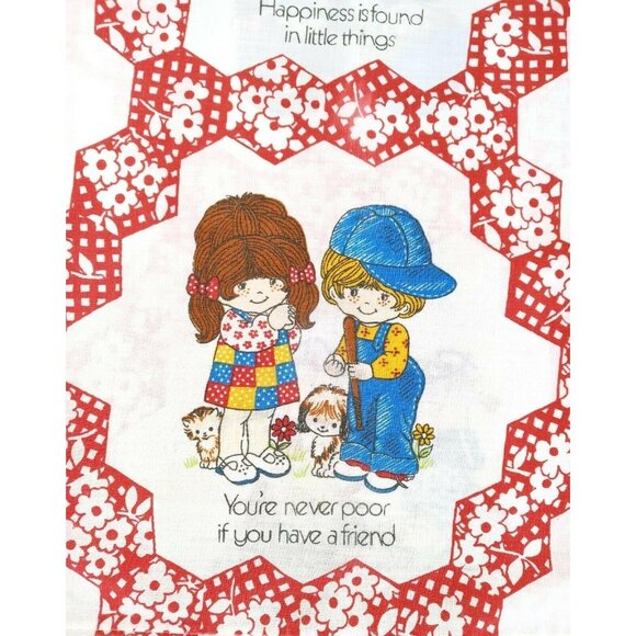 Vintage Gentle Treasures Pillowcase Standard Size 1976 Boy Girl Friendship Bibb - Picture 2 of 7